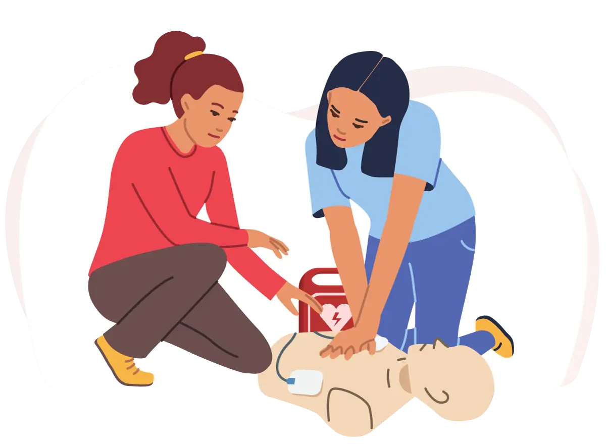 Instructor and student giving CPR