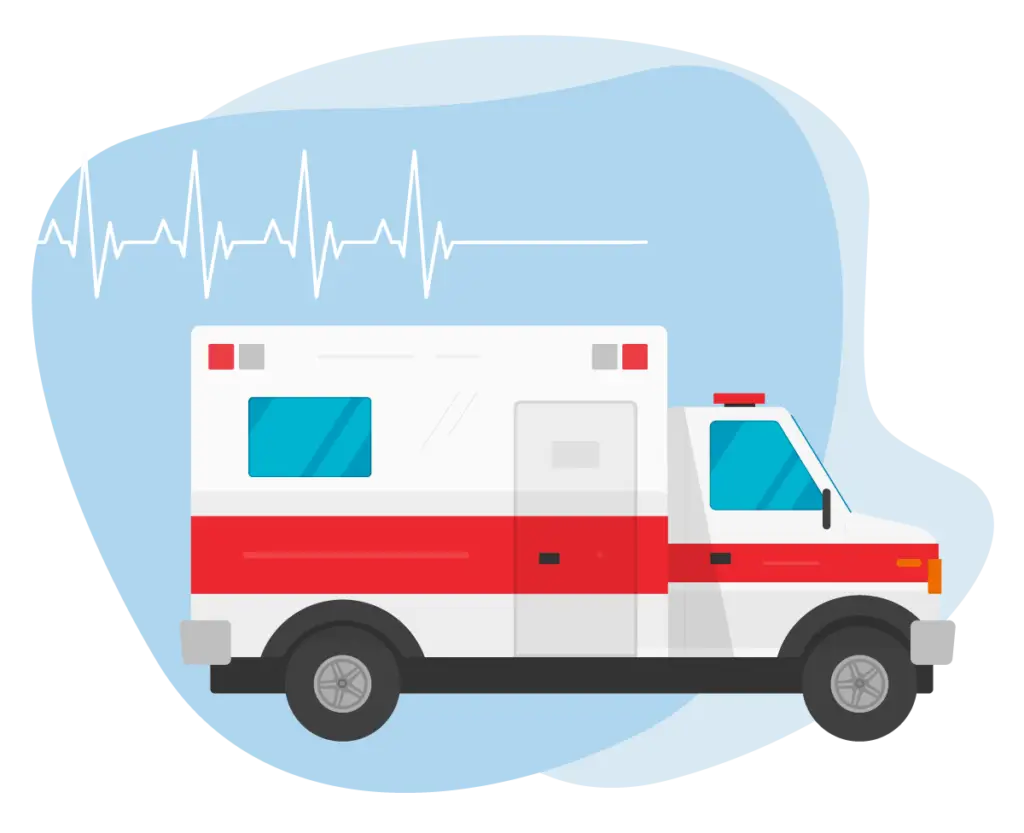 ambulance and flatline heartbeat